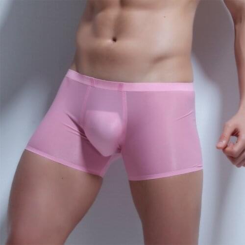 Ice Silk U Pouch Underwear Penis Bag Sexy Brief Erotic Gay Men Boxer Shorts Soft Underpant Lover Sex Night Male Sissy Porn Thong