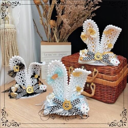 Rose Original Handmade Rabbit Ear Billycock Lolita Alice Bow Hat