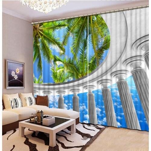 Beach curtains Luxury Blackout 3D Window Curtains For Living Room Bedroom Drapes cortinas Rideaux Customized size Cushions cover