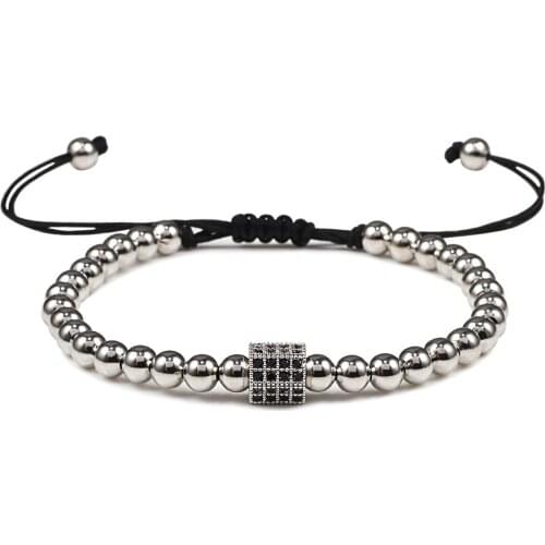 Luxury Silver Color Bracelet 5mm Copper Beads Chain Handmade Weave Bracelets Foot Anklets Charms Adjustable Male Bangles Jewelry