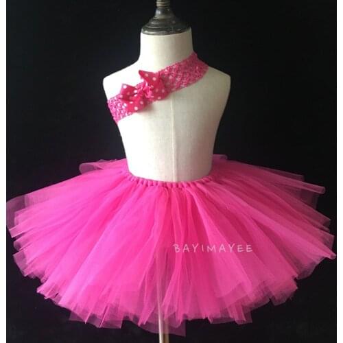 Girls Pink Tutu Skirts Kids Ballet Tulle Pettiskirts Underskirts Tutus with Grosgrain Bow Hairbow Children Party Costume Skirts