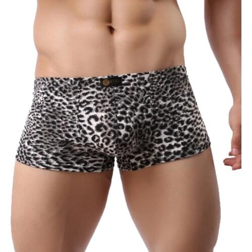 Leopard-Print Sexy Underwear Mens New Low-Waist Comfortable Sweat-Absorbing Flat-Angle Underwear mens briefs ondergoed mannen