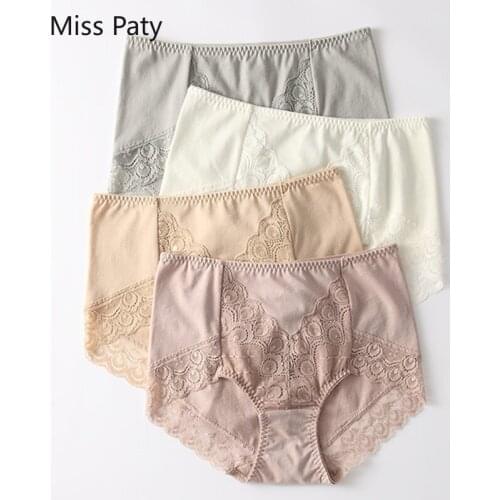 4pcs/lot Cotton sexy lace seamless panties XXXL plus size underpants high waisted briefs for invisible women interiors undies