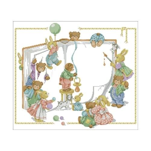 Fishxx Cross Stitch A1840 Baby Birthday Letter Table DIY Date Memorial Bear Bunny Pattern Childrens Bedroom Painting Decoration