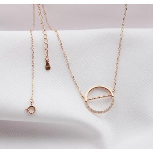 Wild Rhinestone Circle Hollow Clavicle Chain 925 Sterling Silver Temperament Personality Fashion Female Necklace SNE121