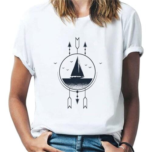 Women O-neck Short Sleeve T Shirt Mountain Harajuku Print T-shirt Lady Fun Casual Clothes Tshirt Female Simple T-shirt