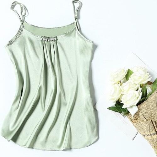 European and American womens wear for spring 2021 Condole belt Nail bead pure color Fashion silk vest