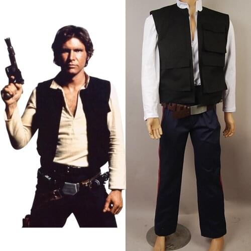 Star ANH A New Hope Cosplay Han Solo Costume Full Set Uniform Vest Shirt Pants Halloween Carnival Costume