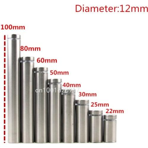 10 pcs Glass Fasteners Diameter 12mm Stainless Steel Acrylic Advertisement Standoffs Pin Nails Billboard Fixing Screws Hardware