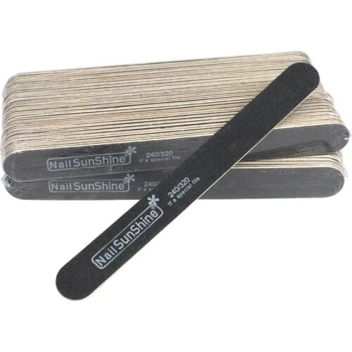100Pcs Wood Nail Files 240/320 Black Wooden Block Nail Sanding Buffer pilnik do paznokci Pedicure Manicure Polish Glitter Tools