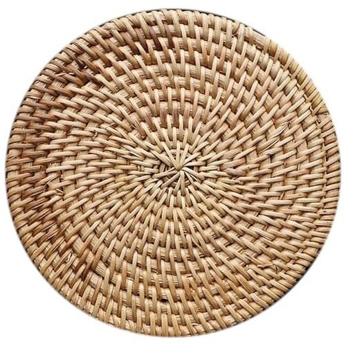 2PCS/Lot Round Rattan Bowl Coaster Table Mats Placemats Dining Table Mats Kitchen Bars Restaurant Pads