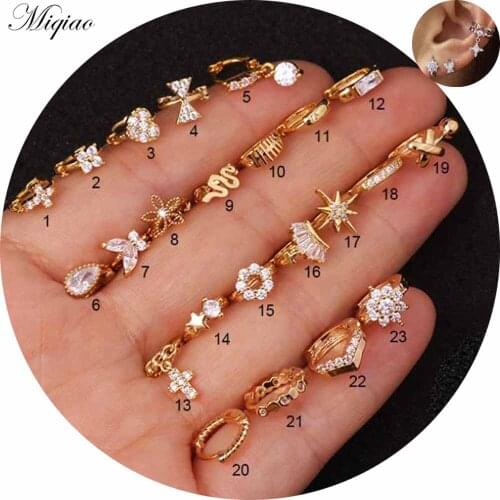 Miqiao 2pcs Hot Sale Fashion Crown Cross Flower Earrings Exquisite Body Piercing Jewelry