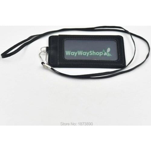 20 sets Strap lanyard + PU Card Holder Badge for Reel Clip ID Retractable YOYO Black WS leather