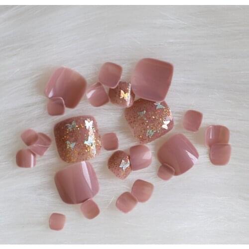 24pcs Luxury Fashion Crystal Diamond Full Rhinestone Fake Nails Sexy light brown