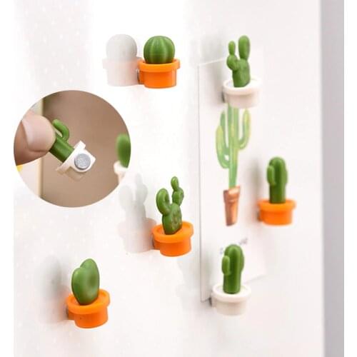 6pcs Fridge Magnets Cute Succulent Plant Magnet Button Cactus Refrigerator Message Sticker Magn Bonsai Souvenir kitchen Tools