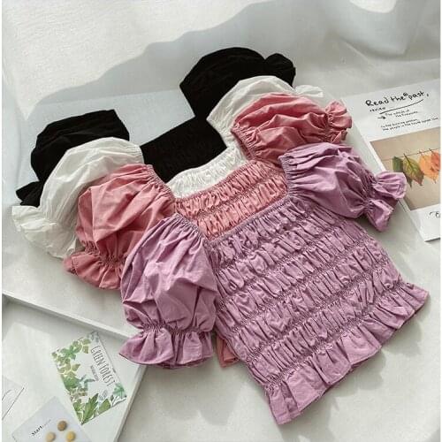 Adorable baby girls blouse summer cotton puff sleeve infant kids shirt for girls tops children jackets outwear 0-24m