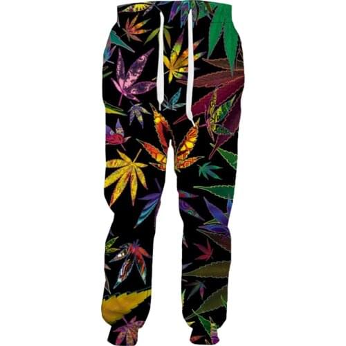 CLOOCL Fashion 3D Leaf Mens Trousers Unisex Elastic Pocket Pants Personality DIY Clothing Fashion Harajuku Casual Men Pants