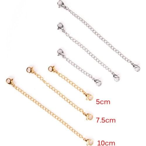 Silver Gold Color Necklace Extension Chain 50mm/75mm/100mm Bracelets Anklets For DIY Jewelry Making Materials