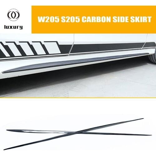 C43 Add on Style Carbon Fiber Side Extension Skirt for Benz W205 S205 C200 C300 C43 C63 Seadn 4 door & Coupe 2 door