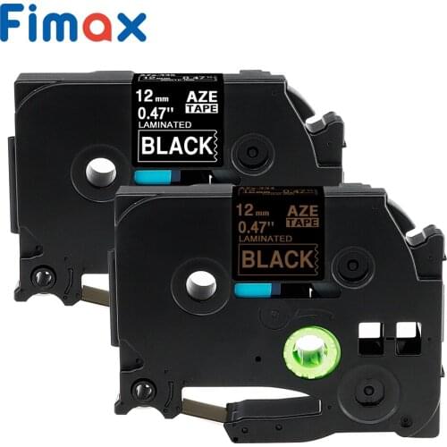 Fimax 2 pcs TZe 334 Tze-335 Compatible for Brother P touch Label Tape 12mm tze-334 Gold/White on Black Brother P-touch Printer