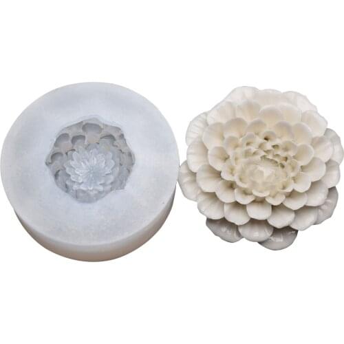 DIY Dahlia Flower Mold 3D Silicone Scented Candle Mold Hand Crafts Pastry Resin Flower Ornament Casting Mold Home Decoration