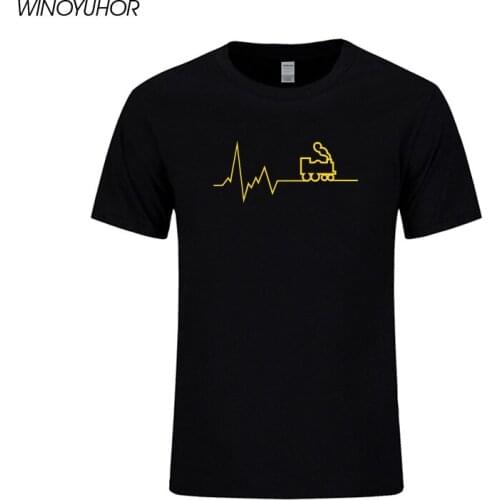 Heartbeat Of Railway T Shirt Men Funny Train Printed Cotton Tops For Men Summer Short Sleeve T-shirts Camisetas Clothing