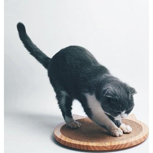 Pet Cat Toy Board Grinding Claw Plate Suckers Sisal Scratch Pad With Wooded Cat Ear Shaped Frame Pet Indoor Exercise Interactive