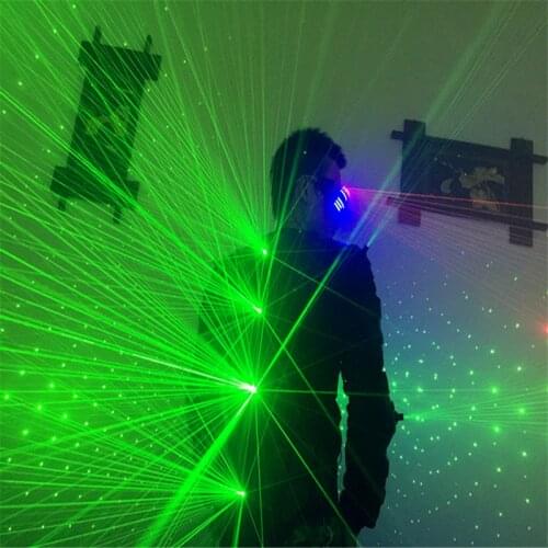 T826 Green laser light suit robot man dj laser glasses laser beams costumes led stage wears party jacket performance bar clothe