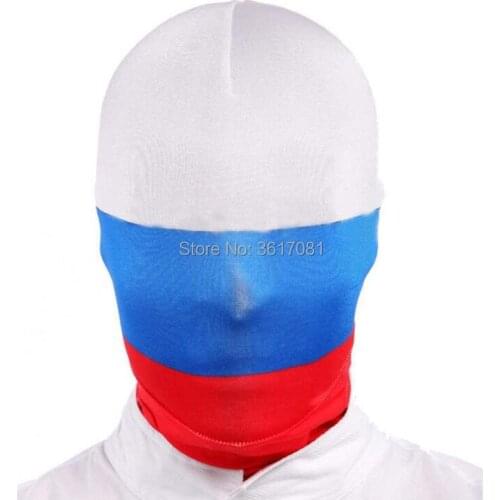 Russian National flag spandex Mask Adult unisex Zentai Costumes Party Halloween Masks Cosplay Costume with zipper