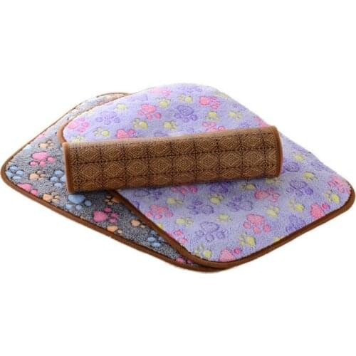 Summer Pet Dog Reversible Mat Pad Dog Sleeping Mats Pet Bed for Dog Cat Double-sided Mat Dual-use Pet Straw Mat Breathable