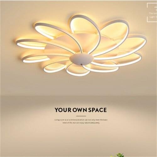 Modern Led Ceiling Lights White Remote Control Chandelier Lighting For Living Study Room Dimmable Luminaire Indoor Lighting