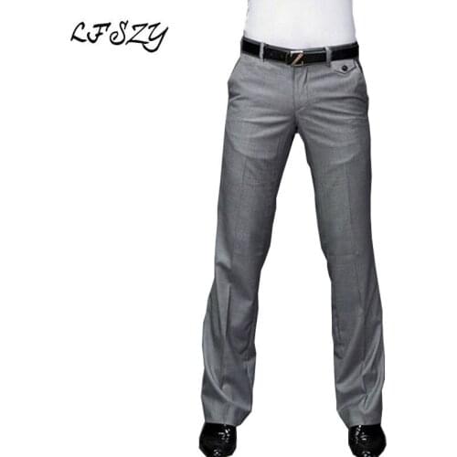 2020 New Mens Flared Trousers Formal Pants Bell Bottom Pant Dance White Suit Pants Mens trousers Formal Size 28-37
