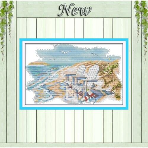 A quiet beach seagulls birds decor painting counted printed on canvas DMC 11CT 14CT kits Cross Stitch embroidery needlework Sets