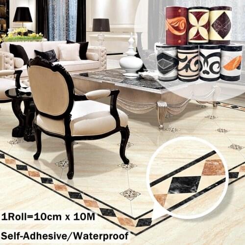 10M Wall Sticker PVC Self Adhesive Stickers for Tile Floor and The Foot of Wall Home Decorations Wide 10cm Waterproof Wearproof