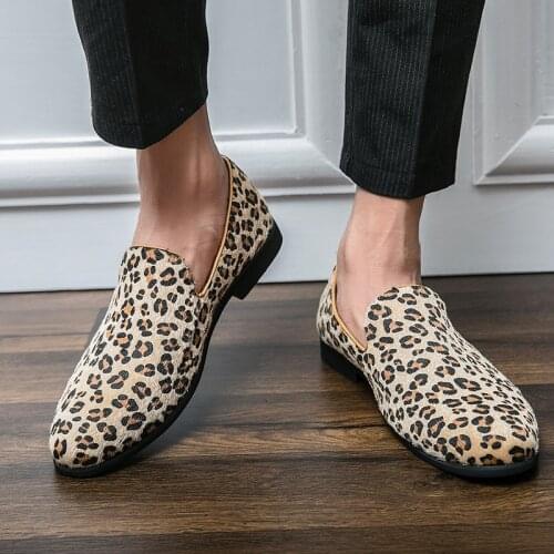 2021 New Men Shoes Fashion Casual Business Leopard Print Suede Classic One-step Comfortable All-match Dress Loafers ZQ0477
