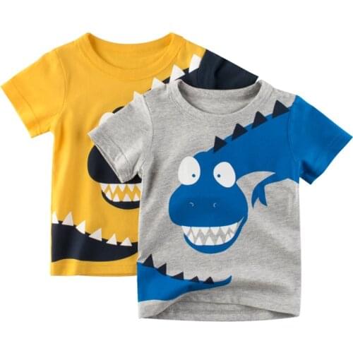 2-8 Years kids Summer Clothes Boys Short Sleeve Dinosaur T-shirt Korean Style Cartoon Childrens Top Baby Boys Soft Cotton Tee