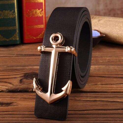 Mens H Designer B Brand Faux Leather Belt For Men Fashion Male Belts with Golden Anchor Buckle for Women Jeans Waist Belt Strap