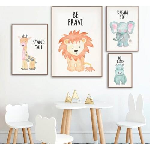 Giraffe Zebra Hippo Monkey Nursery Wall Art Canvas Painting Nordic Posters And Prints Wall Picture Baby Kids Room Home Decor