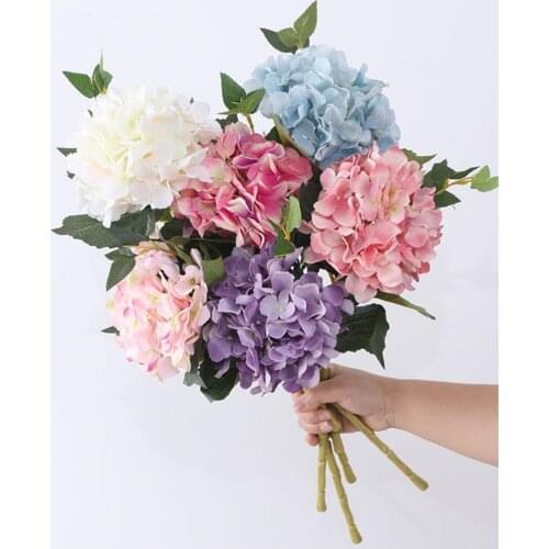 Pink silk hydrangeas artificial flowers wedding flowers for bride hand silk blooming peony fake flowers white home decoration