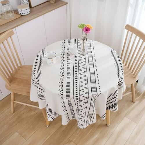 Tablecloth Round Geometric Printed Boho For Coffee Tea Dining Dustproof Table Cover 150cm Diameter Mantel Mesa Nappe Table Cloth