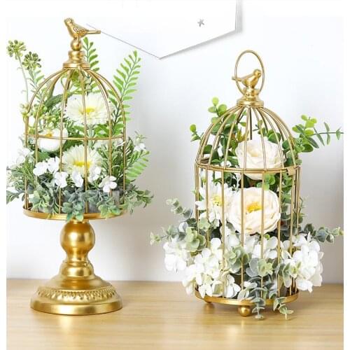 Modern Nordic Metal Birdcage Candle Holder FlowerPot Wedding Floral Set Outdoor Ornaments Crafts Home room Furnishing Decoration