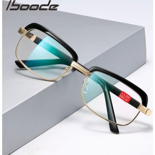 Iboode Optical Glass Reading Glasses With Blue Film Presbyopia Eyeglasses For Women Men Diopter With +1 +1.5 +2 +2.5 +3 +3.5 +4