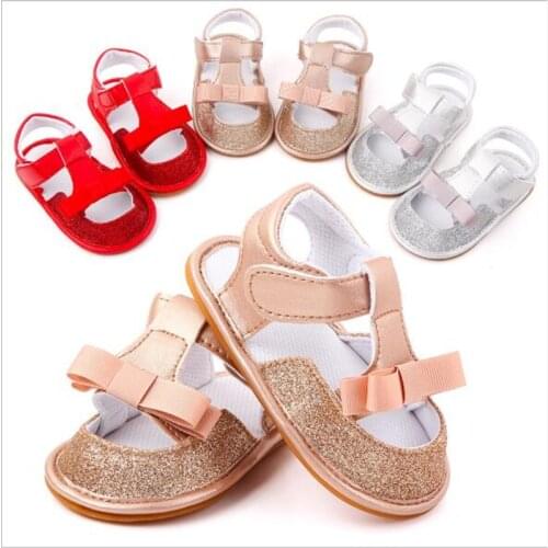 2020 Baby Summer Shoes Fashion Shiny Toddler PU First Walkers Rubber Sole Infants Girls Princess Shoes Antislip Newborn Shoes