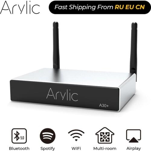 A30+ WiFi and Bluetooth Amplifier Wireless Audio Receiver HiFi Class D Mini Streamer Multi-room DLNA Airplay Spotify Free APP