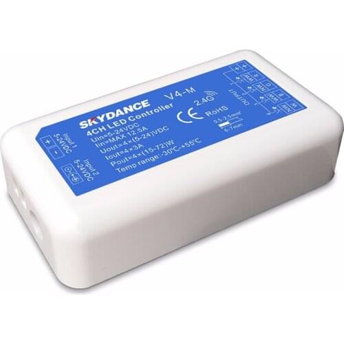 V4-M; 4CH 5-24V 3A constant Voltage Controller;Can work under Stand-alone mode or RF mode(need to buy the remote seperately