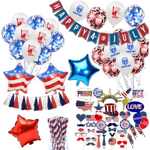 ZLJQ American Independence Day Decoration US National Day Party Decoration Balloon Photo Props Happy 4Th of July Banner Pendant