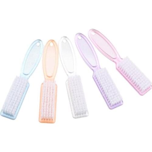 10Pcs Colorful Nails Cleaning Brush Nail Dust Brush Long Handle Fingernail Scrub Nail Clean Care Accessory Tool