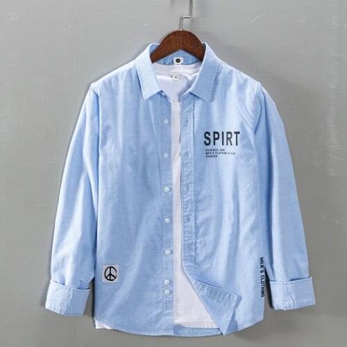 100% Cotton long-sleeved Oxford brand shirt men fashion comfortable casual blue shirts men tops mens camisa chemise