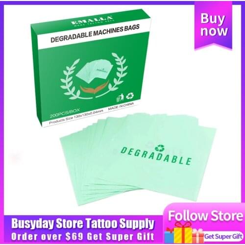200Pcs Biodegradable Tattoo Machine Bags Sleeves ECO Tattoo Machine Bag Covers Tattoo Cord Sleeves for Tattoo Accessories