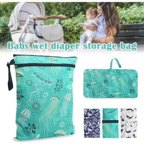 2020 Baby Double Zipper Waterproof Outgoing Stroller Bag Cartoon Animal Diaper Wet Storage Bag